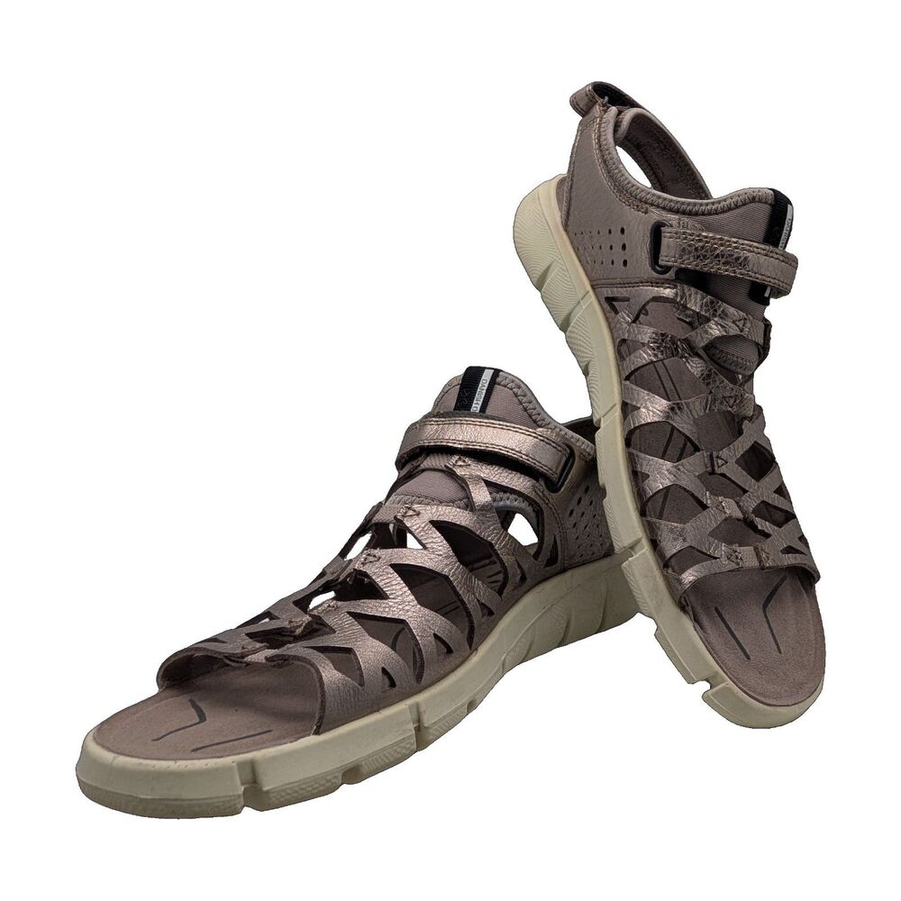 Ecco Intrinsic Caged Sandals Pewter Metallic Size EU 41 / Womens 10